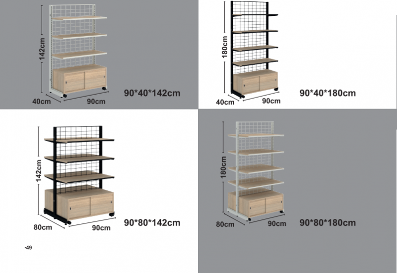 Schlank Holzregale + Kabinett